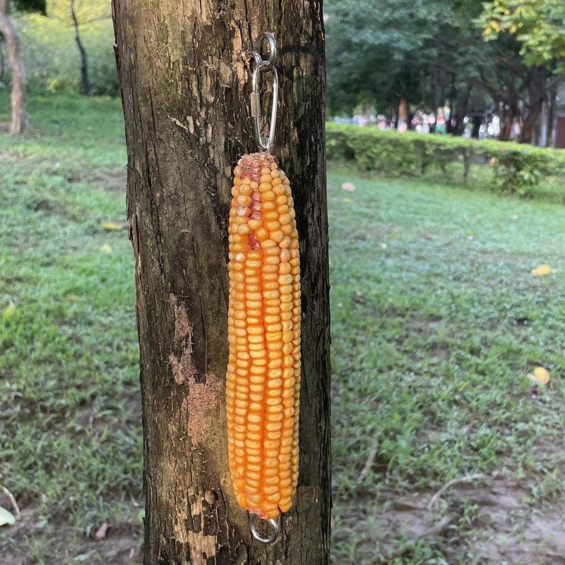 Essilnn Hanging Squirrel Feeder Outside Corn Cobs Holder for Squirrels Chipmunk Funny Toy (Stainless Steel C) - Image 2